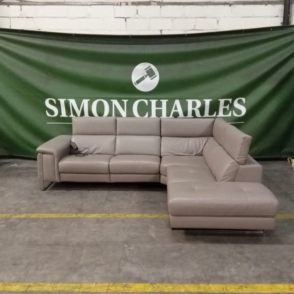 QUALITY DESIGNER ITALIAN MADE TERRA ELECTRIC RECLINING LEATHER CORNER CHAISE SOFA