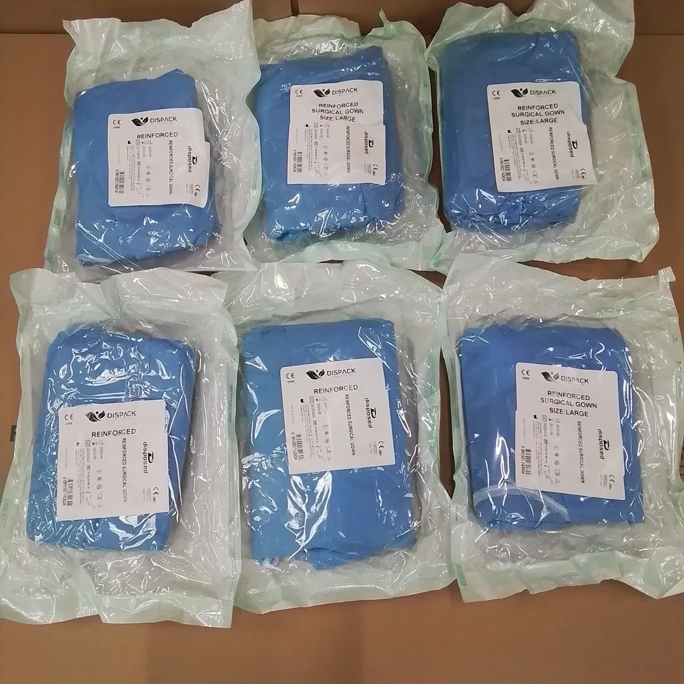 PALLET OF APPROXIMATELY 800 BRAND NEW DISPACK REINFORCED SURGICAL GOWNS - SIZE LARGE 