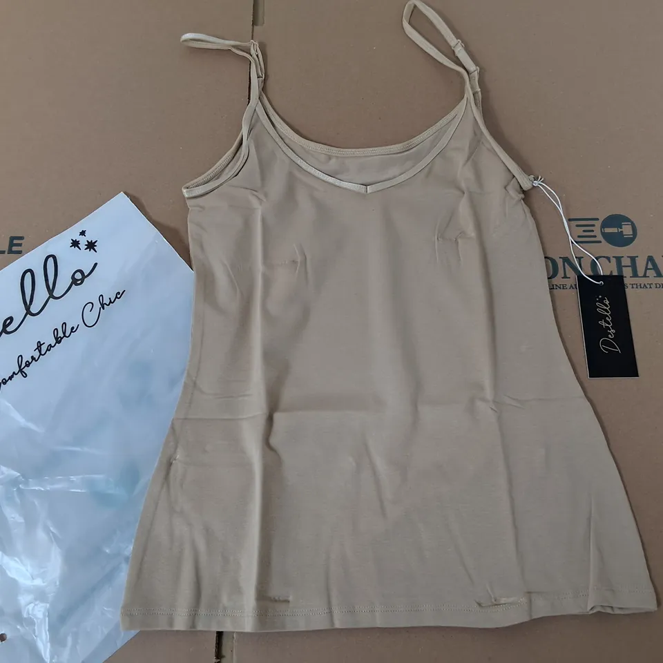 LOT OF 10 BRAND NEW DESTELLO CAMI TOPS IN BEIGE - UK 8