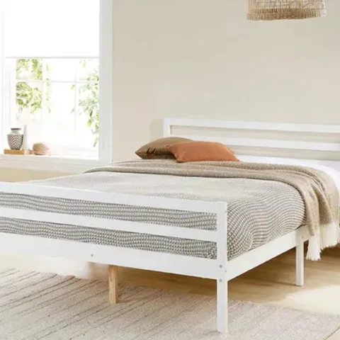 BOXED ALPINE 4FT BED FRAME IN WHITE FINISH ( 1 BOX )