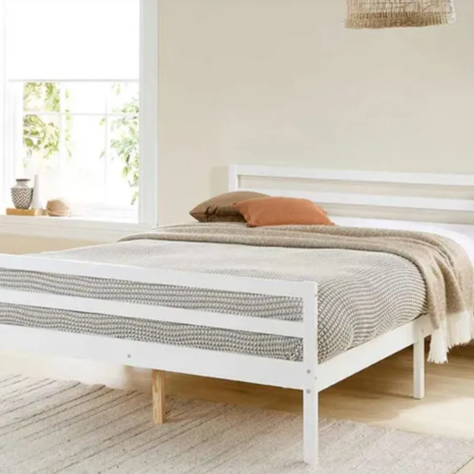 BOXED ALPINE 4FT BED FRAME IN WHITE FINISH ( 1 BOX )