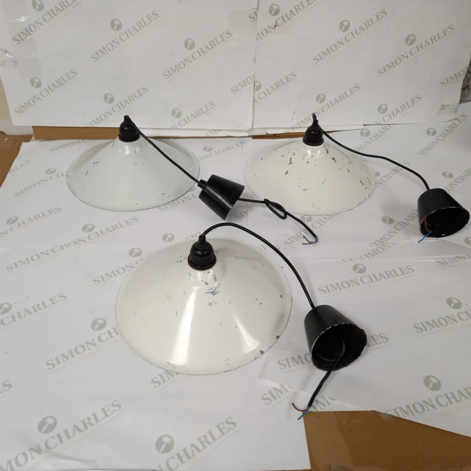 LOT OF 3 HANGING WHITE DISK LIGHTS