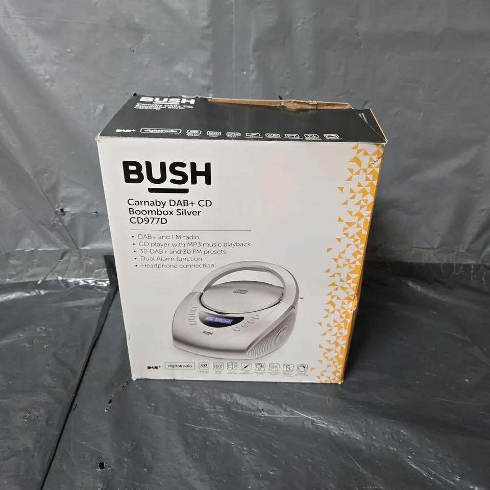 BOXED BUSH CARNABY DAB+ CD BOOMBOX SILVER CD977D