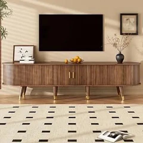 BOXED BTM TV CABINET 175 CM WITH SLIDING DOOR, WALNUT