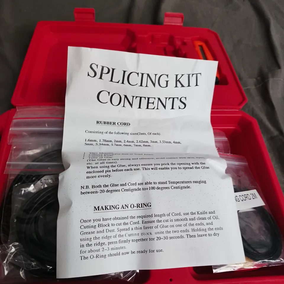 SPLICING KIT – RUBBER CORD & O-RING MAKING KIT IN RED CASE 