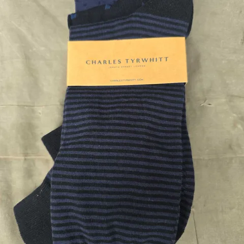 CHARLES TYRWHITT PACK OF 3 NAVY & INDIGO BLUE PATTERN SOCKS