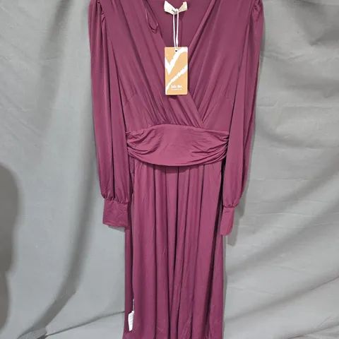 UK SIZE 10 JOLIE MOI PURPLE LONG SLEEVE MAXI JERSEY DRESS