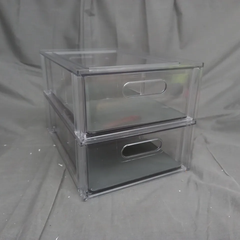 COOK'S ESSENTIALS SET OF 2 STACKABLE STORAGE DRAWERS WITH DIVIDERS