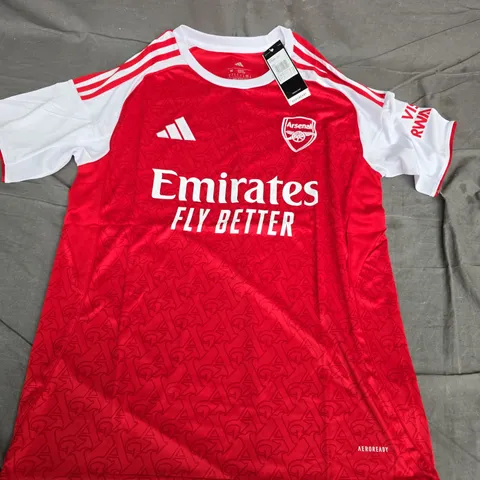 ARSENAL FC ADIDAS JERSEY UK M – RED WITH WHITE SLEEVES, EMIRATES FLY BETTER