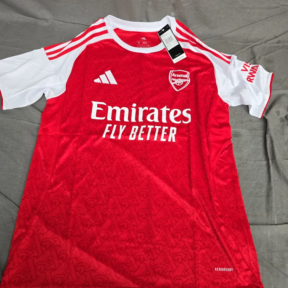 ARSENAL FC ADIDAS JERSEY UK M – RED WITH WHITE SLEEVES, EMIRATES FLY BETTER
