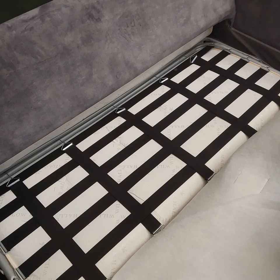 QUALITY DESIGNER CORNER CHAISE STORAGE SOFA BED WITH FOOTSTOOL - SILVER FABRIC