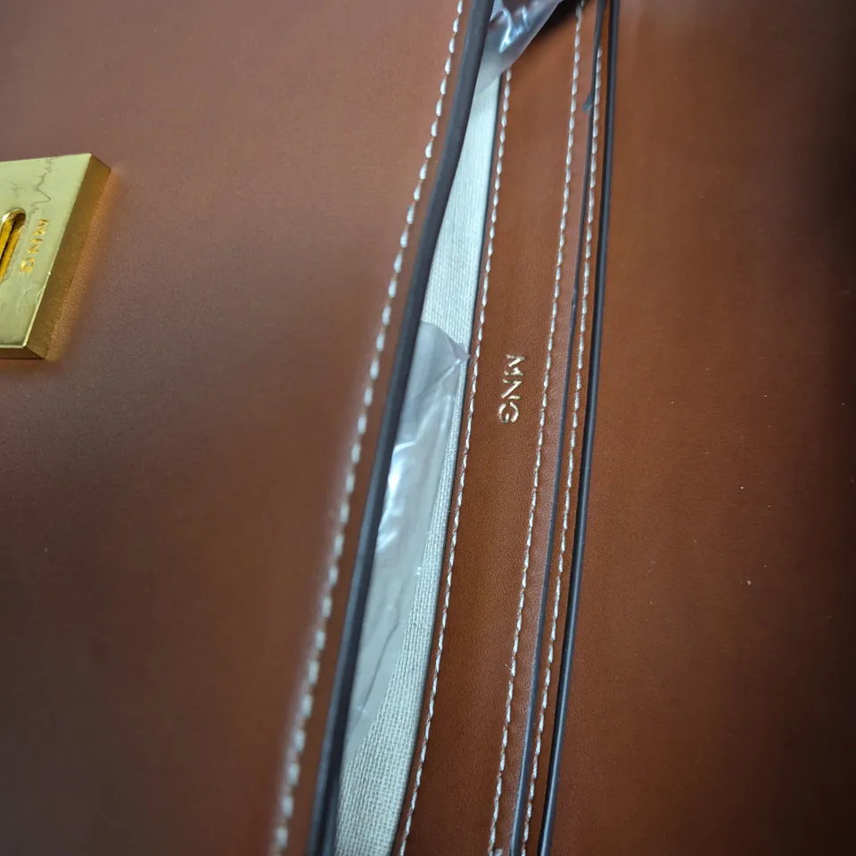 BROWN LEATHER JEWELLERY/GLASSES CASE WITH GOLD-TONE CLASP