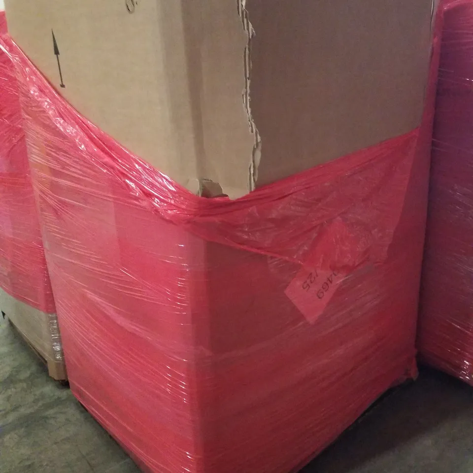 PALLET CONTAINING ASSORTED PRODUCTS INCLUDING CHILDRENS GAME FENCE, WOK, ADULT VELVET HANGERS, HEATED THROW, VENETIAN BLIND & METAL PET CRATE