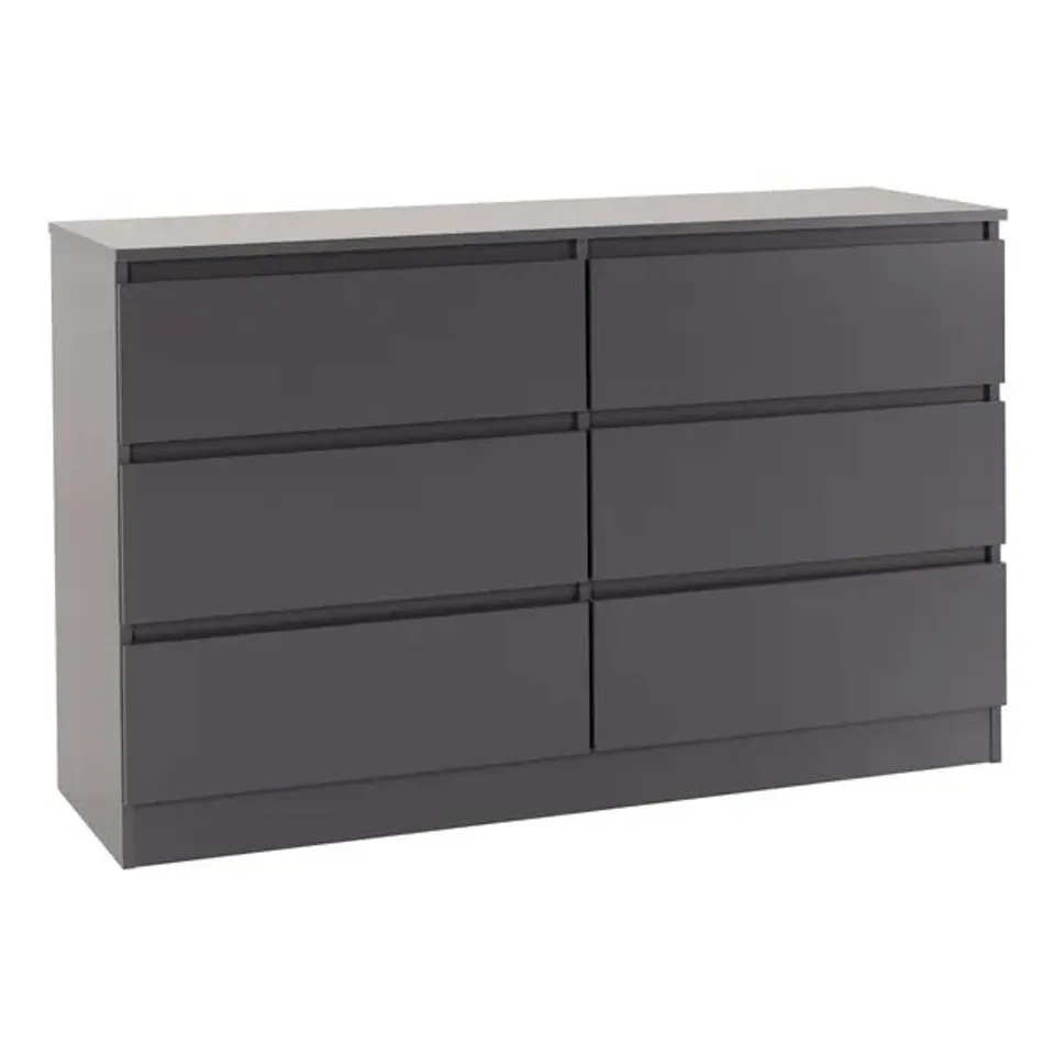 BOXED SECONIQUE MALVERN 6 DRAWER CHEST - GREY (2 BOXES)