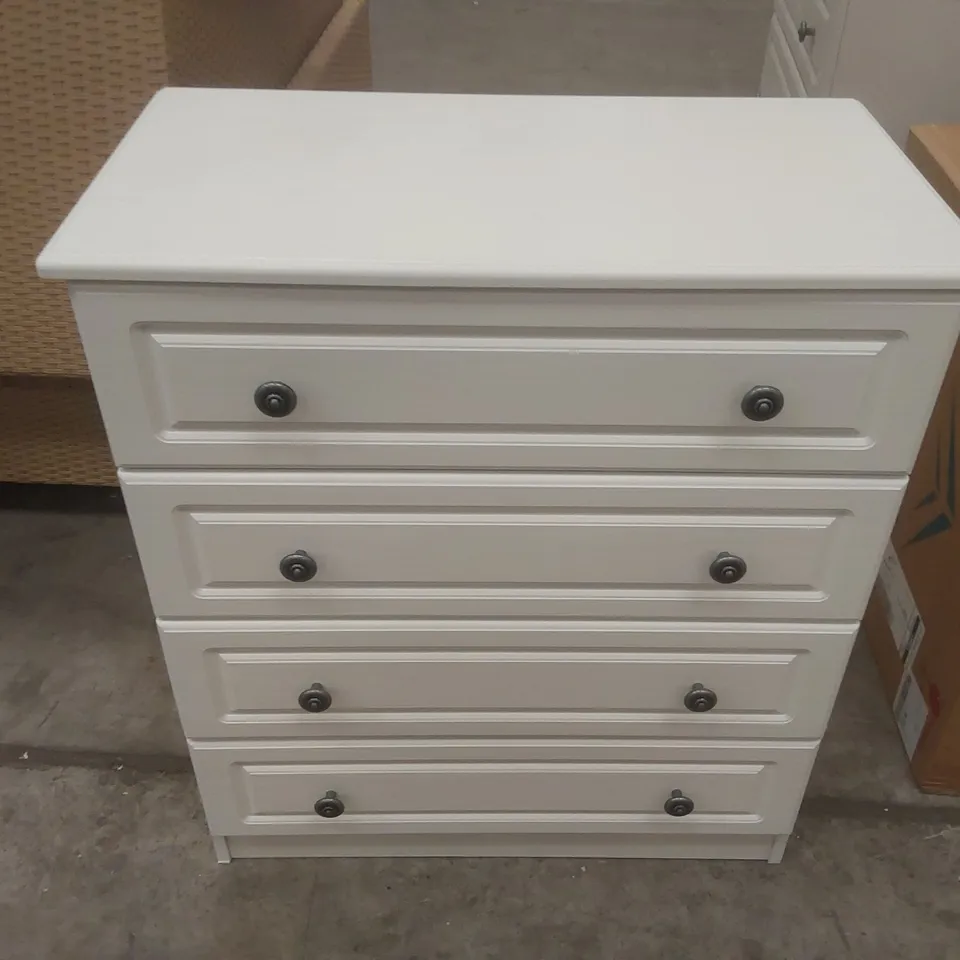 FULLY ASSEMBLED ARGYLE 4 DRAWER 76.5CM W CHEST OF DRAWERS COLOUR:MATT WHITE