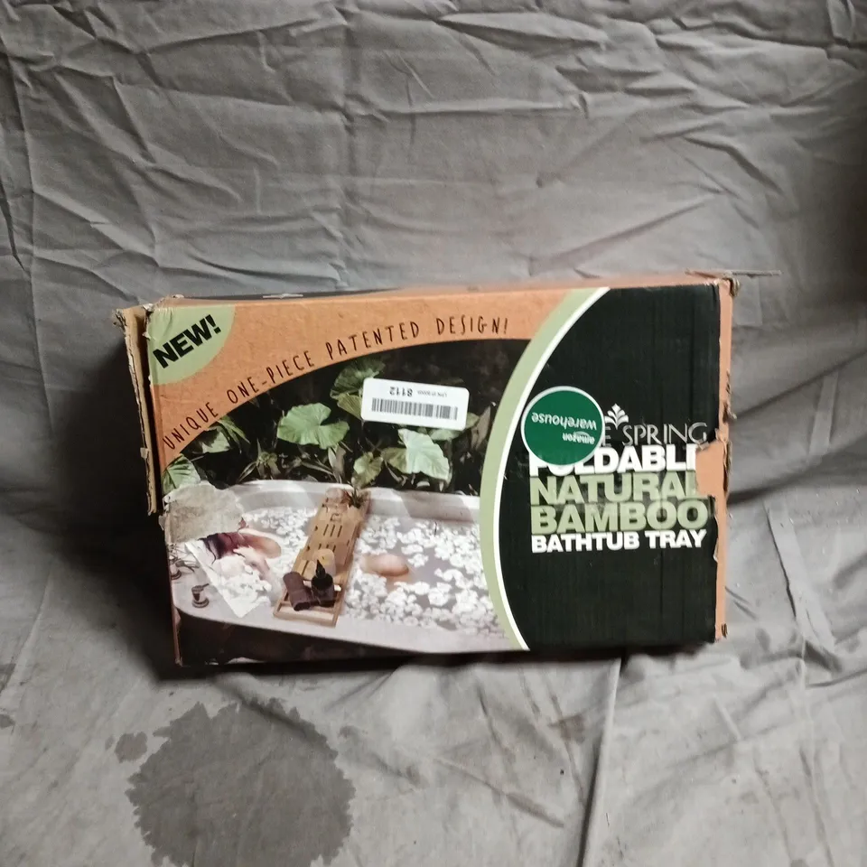 NATURAL BAMBOO BATH TUB TRAY – BOXED