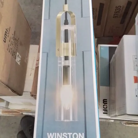 BOXED MARKSLOJD WINSTON 1 CEILING LIGHT CYLINDER PENDANT 37CM H X 6.5CM W X 6.5CM D