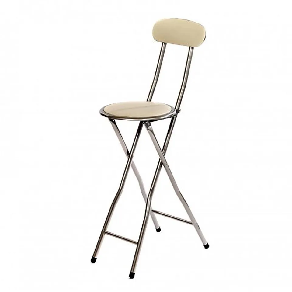 OYPLA WHITE PADDED FOLDING HIGH CHAIR BREAKFAST KITCHEN BAR STOOL SEAT