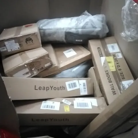 PALLET OF ASSORTED HOUSEHOLD GOODS AND PRODUCTS TO INCLUDE;BBQS, BOOKSHELF, PLANT BEDS BOXED FURNITURE ETC