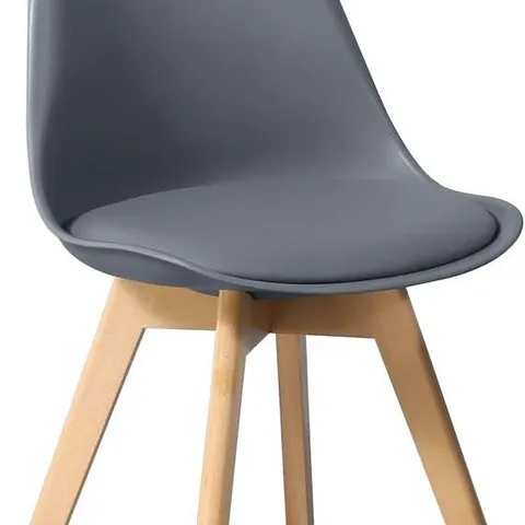 BOXED OFCASA SET OF 2 GREY PLASTIC DINING CHAIRSWITH FAUX LEATHER PADDED SEAT (1 BOX)