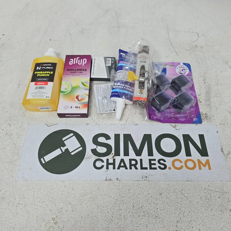 APPROXIMATELY 15 ASSORTED HOUSEHOLD ITEMS TO INCLUDE MAGIC MOULD, AIRUP WELLNESS VARIETY MIX, ADVANTA MATCH LIQUID, ETC