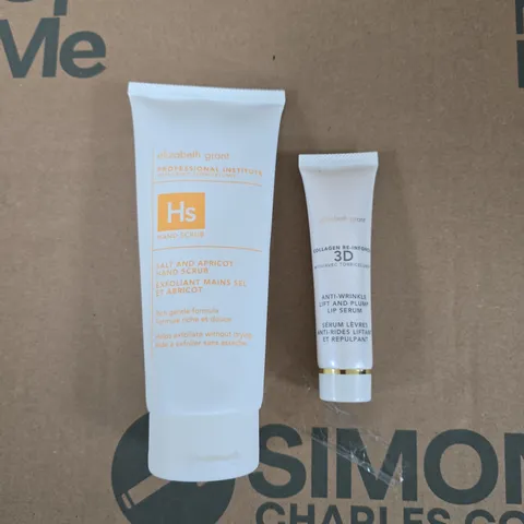 ELIZABETH GRANT SALT & APRICOT HAND SCRUB & COLLAGEN RE-INFORCE LIFT & PLUMP LIP SERUM 