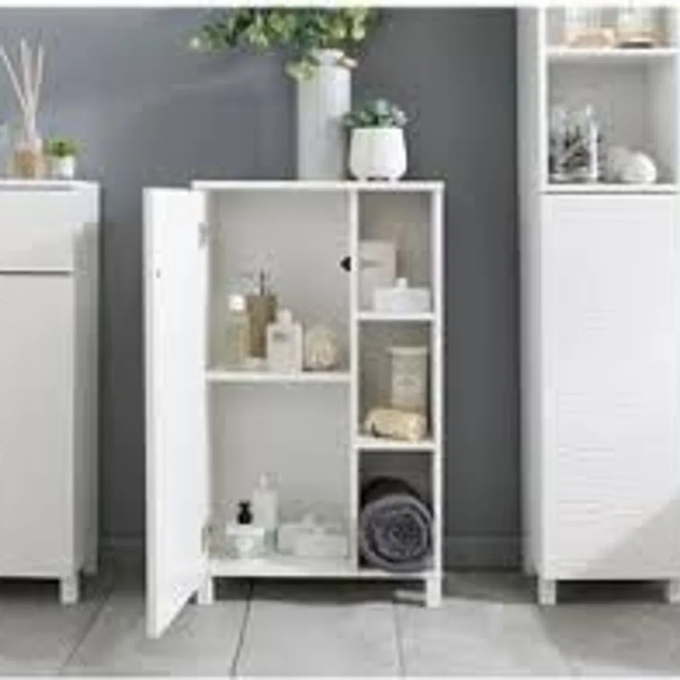 BOXED LLOYD PASCAL WHITE GLOSSY COMPACT STORAGE CONSOLE SIDEBOARD UNIT (1 BOX)