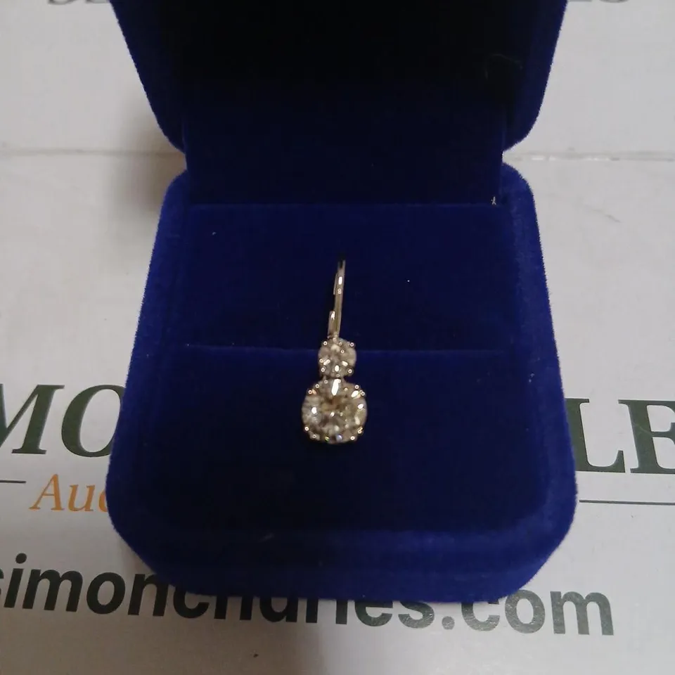 FIRE LIGHT 3CT LAB GROWN DIAMOND 2 STONE DROP EARRING 9CT GOLD 