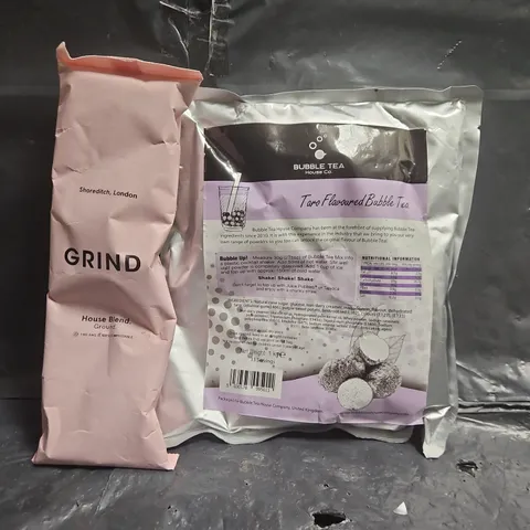 BOX OF APPROXIMATELY 5 ASSORTED FOOD AND DRINK ITEMS TO INCLUDE BUBBLE TEA, AND GRIND COFFEE