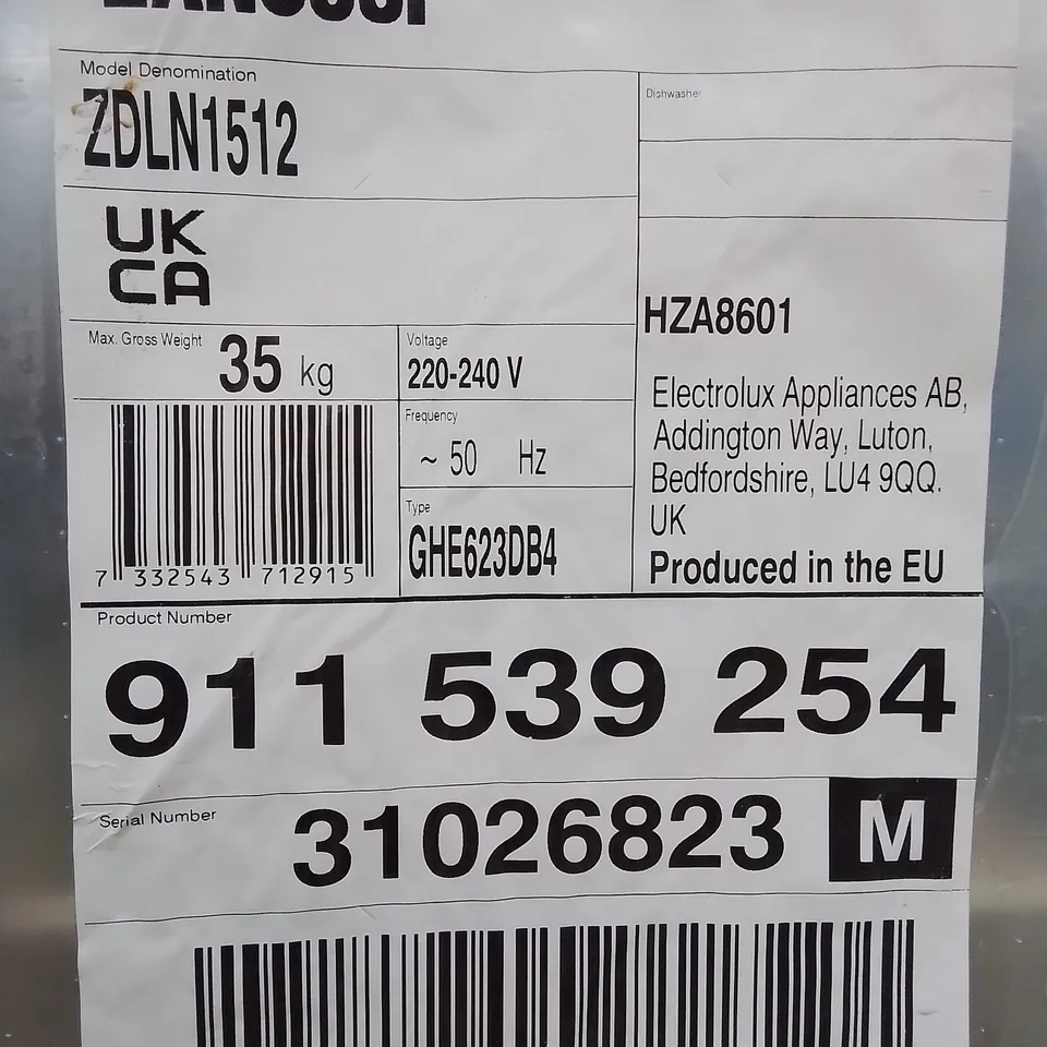 ZANUSSI INTEGRATED SERIES 20 DISHWASHER Model ZDLN1512