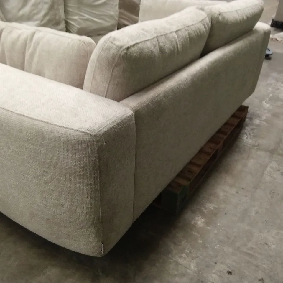 DANETTI QUINN NATURAL FABRIC DARK WOOD 3 SEATER SOFA RRP £999