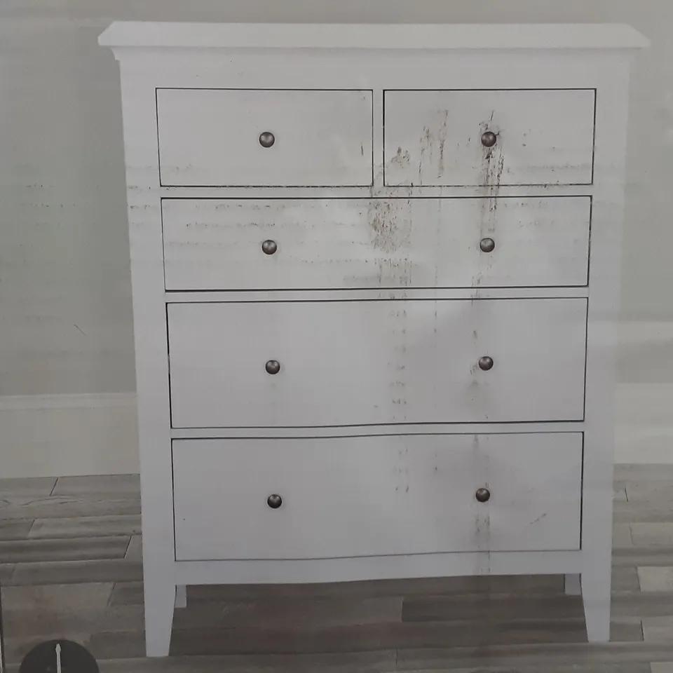 BOXED LYNTON 5 DRAWER CHEST IN WHITE 