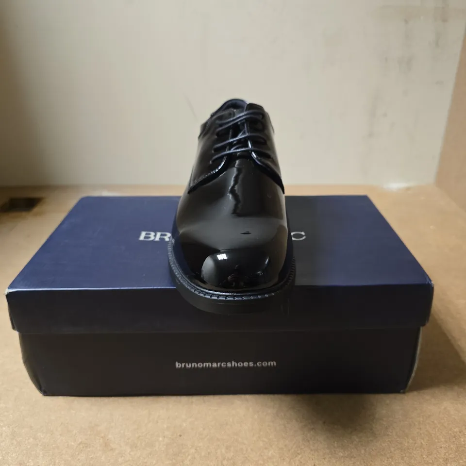 BRUNO MARC BLACK PATENT LEATHER OXFORD SHOES – MEN'S UK 8.5