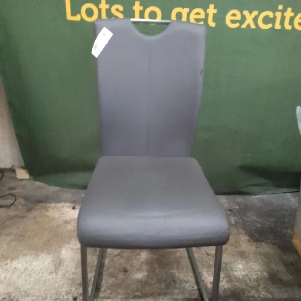 DARK GREY LEATHER DINING CHAIR