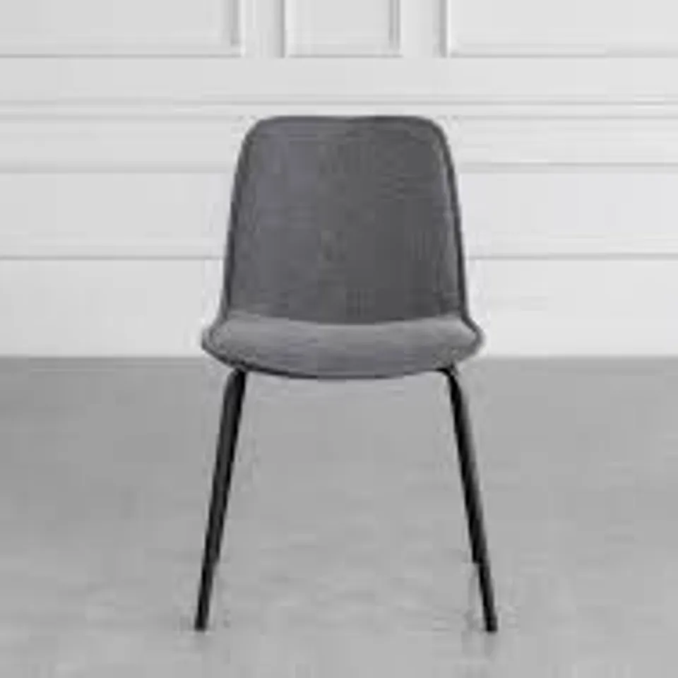 BOXED SCOTT DARK GREY UPHOLSTERED DINING CHAIRS SET OF 4 (4 BOXES)