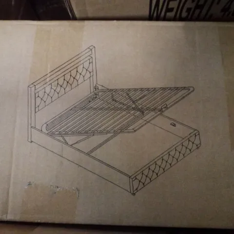 BOXED CLASSIC UPHOLSTERED KING BED FRAME WITH LED HEADBOARD & STORAGE (2 BOXES)