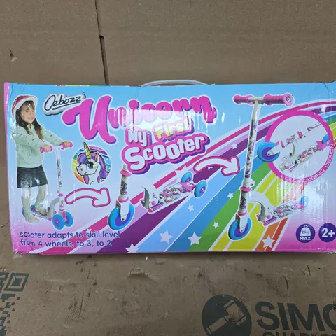 BOXED OZBOZZ UNICORN MY FIRST SCOOTER IN PINK/WHITE