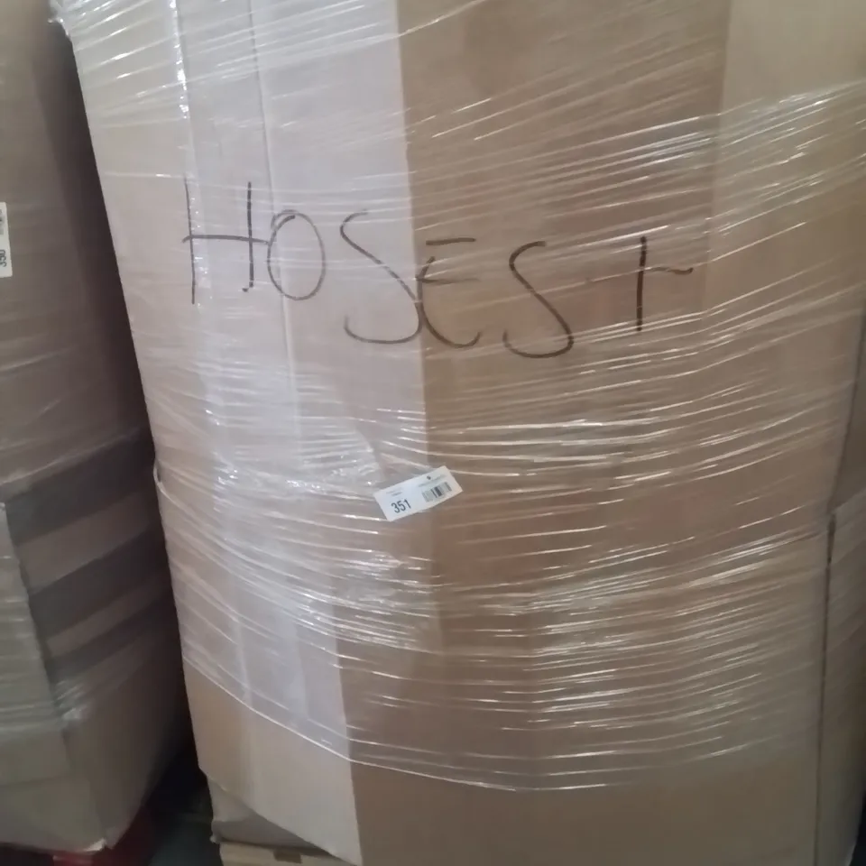 PALLET CONTAINING A LARGE QUANTITY OF ASSORTED HOSE PIPES, POOL INFLATABLES ECT