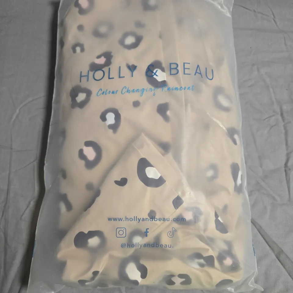 HOLLY & BEAU CAMEL LEOPARD COLOUR CHANGING RAINCOAT – AGE 7-8