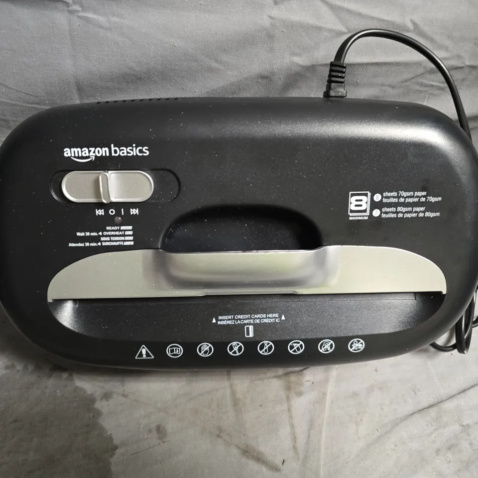 AMAZON BASICS 6-SHEET SHREDDER WITH CREDIT CARD SLOT - BLACK