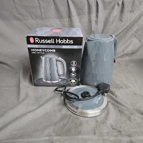 BOXED RUSSELL HOBBS HONEYCOMB KETTLE IN GREY