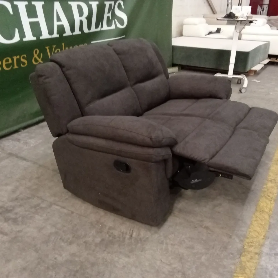 ALBION FABRIC 2 SEATER HIGH BACK MANUAL RECLINER SOFA - CHARCOAL RRP £579