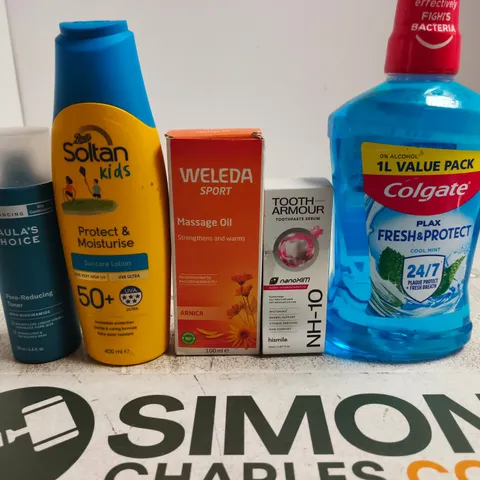 APPROXIMATELY 15 ASSORTED HEALTH & BEAUTY PRODUCTS TO INCLUDE MOUTHWASH , TOOTH ARMOUR AND WELEDA