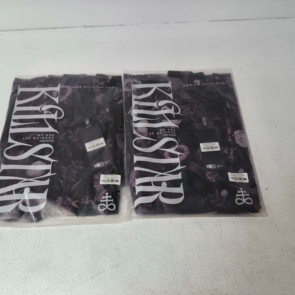 LOT OF APPROXIMATELY 28 BRAND NEW KILLSTAR DUSK GARDEN MINI DRESSES - INCLUDES SIZES L & XL