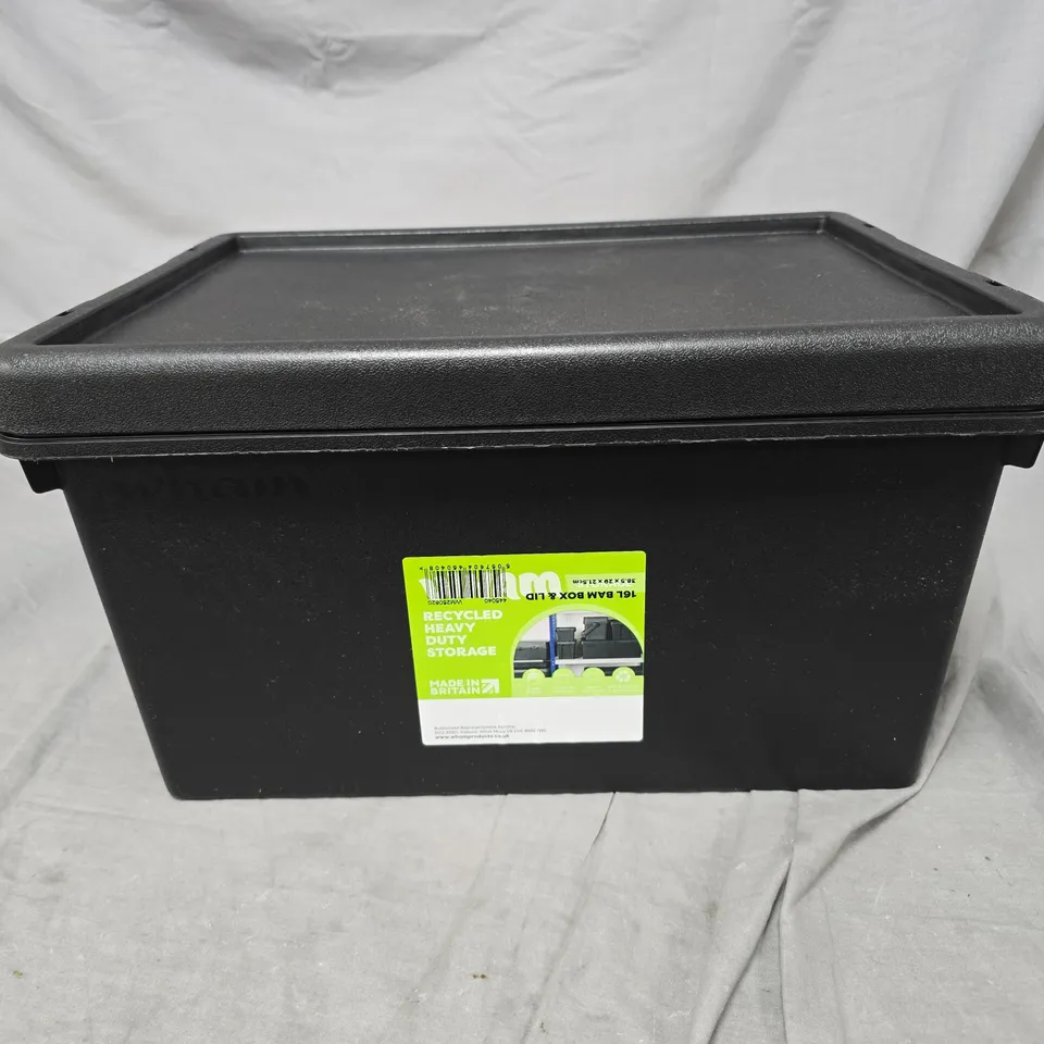 16L BLACK STORAGE BOX WITH LID – RECYCLED HEAVY DUTY