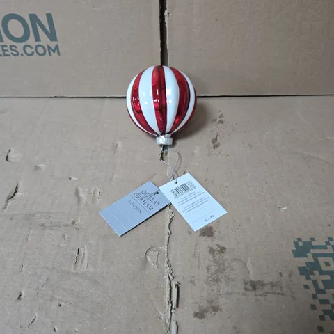 BOX OF 24 X GISELA GRAHAM RED AND WHITE CHRISTMAS HANGING ORNAMENTS 