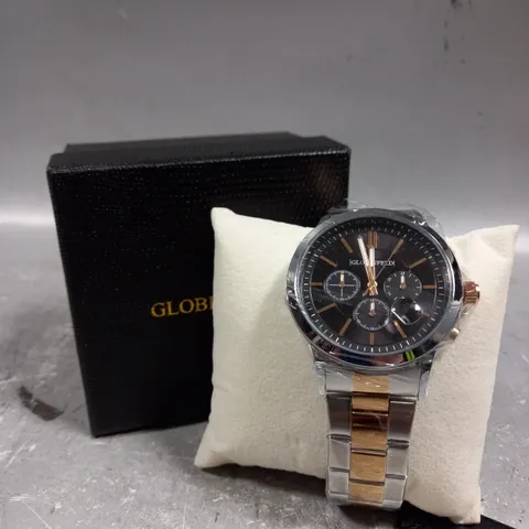 GLOBENFELD MARKSMAN SILVER ROSE BLACK DIAL WATCH 