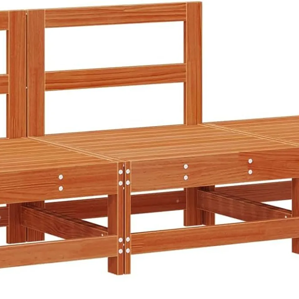 BOXED VIDAXL SECTIONAL SOFA UNITS 3 PIECE WAX BROWN SOLID PINE WOOD, GARDEN AND TERRACE, CONTEMPORARY MODULAR SOFA, RECTANGULAR OUTDOOR SECTIONALS, PINE SEATING, LOUNGE FURNITURE ARRANGEMENT