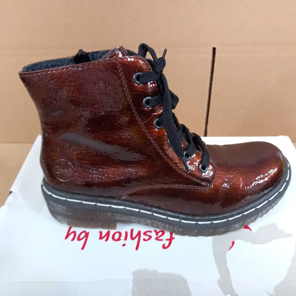 RIEKER LACE UP ANKLE BOOTS BRONZE - UK SIZE 6