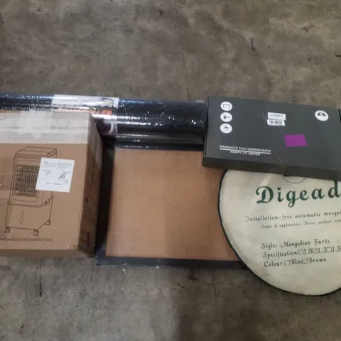 PALLET CONTAINING ASSORTED PRODUCTS INCLUDING MOSQUITO NETS, PICTURE FRAME, AIR COOLER, KITCHEN TAP & FOAM ROLLERS 